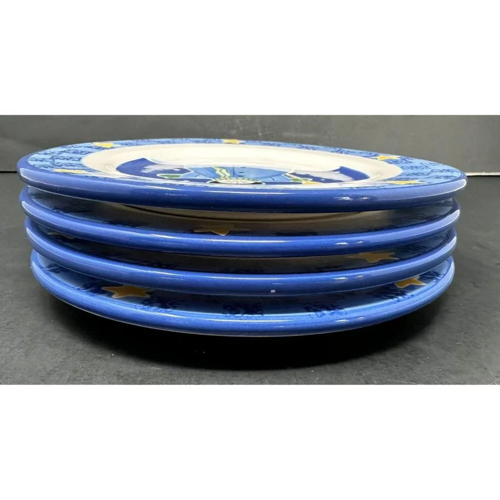 Vtg 4 SANDI GORE EVANS S'MORES THE MERRIER Jolly Follies Salad Plates Snowman - Picture 9 of 13